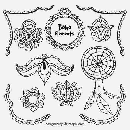 Free Vector | Collection of ethnic hand drawn elements