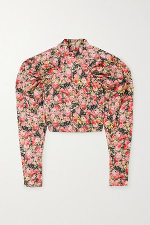 ROTATE Birger Christensen | Kim cropped floral-print woven top | NET-A-PORTER.COM