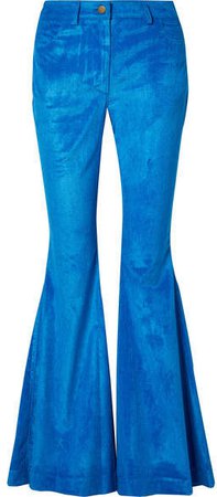 Cotton-blend Corduroy Flared Pants - Bright blue