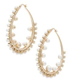 Anton Heunis gold plated pearl hoop earrings
