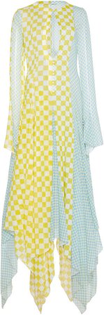 Lanvin Checkboard Print Georgette Maxi Dress Size: 36