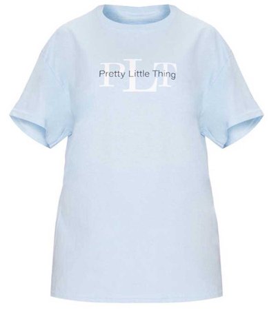 PRETTYLITTLETHING Light Blue Oversized Slogan T Shirt