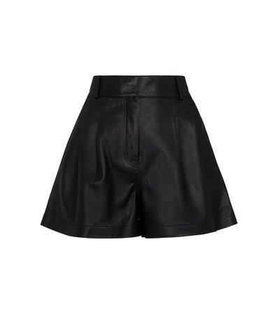 FRAME - Pleated high-rise leather shorts | Mytheresa