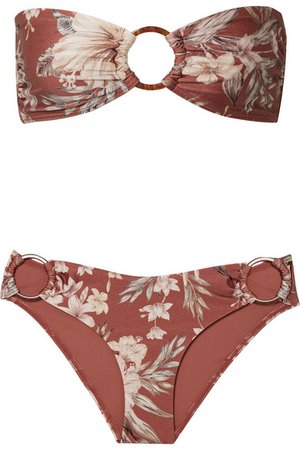 Zimmermann | Wayfarer ring-embellished floral-print bikini | NET-A-PORTER.COM