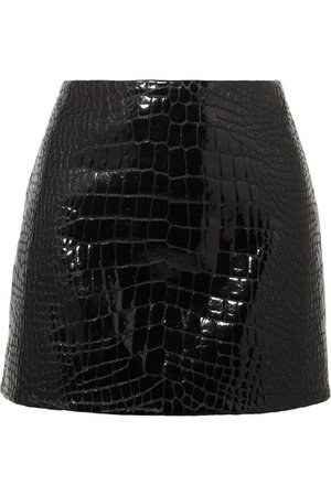 Versace | Glossed croc-effect leather mini skirt | NET-A-PORTER.COM