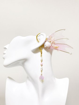 Pink Mermaid Earring Sea Shell Fairy Ears Elven Ears Earcuffs | Etsy