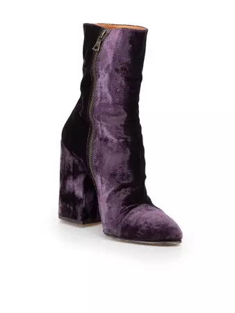 Purple Velvet Mid Calf Boots Size IT 38 For Sale at 1stDibs