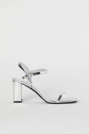 Block-heeled Sandals - Silver