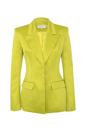 Clothing : Jackets : 'Fionella' Chartreuse Satin Tailored Tux Jacket