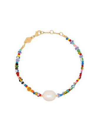 Anni Lu 18Kt Gold-Plated Alaia Rainbow Beaded Pearl Bracelet Ss20 | Farfetch.com