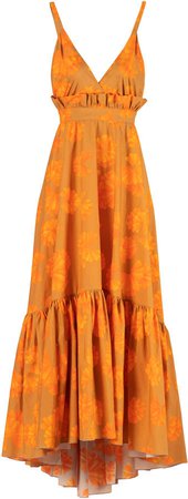 Maria Lucia Hohan Sarina Printed Poplin Tiered Maxi Dress Size: 34