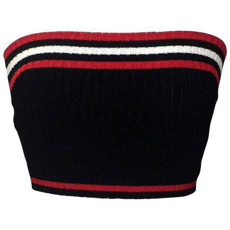 Prada Rib Knit Sporty Red White And Blue Cropped Tube Top | ShopLook