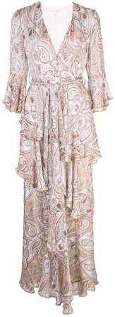paisley pattern ruffle dress