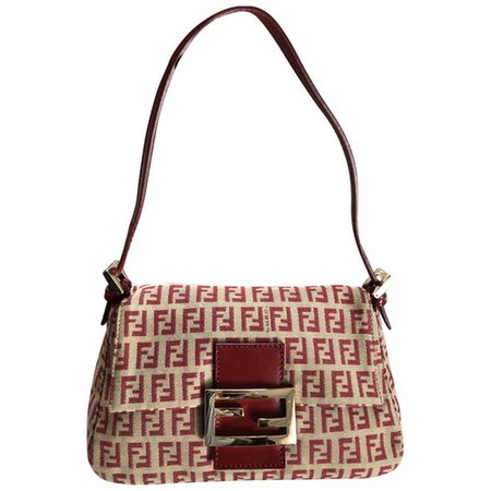 Mamma baguette cloth handbag Fendi Red in Cloth - 9228293