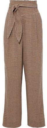 Belted Checked Woven Wide-leg Pants