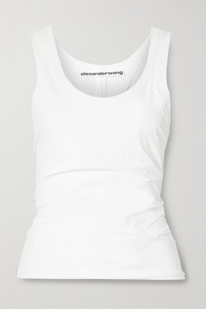 Ruched Stretch-shell Tank - White