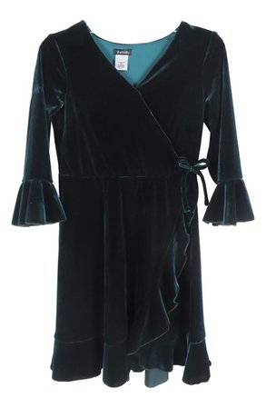 ZUNIE 3/4 Sleeve Velvet Wrap Dress | Nordstromrack