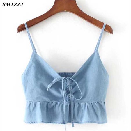 SMTZZJ Crop Top Women Camis Denim Halter Top Women Camisole 2018 Summer Style Casual Loose Sleeveless Vest Slim White Tops-in Tank Tops from Women's Clothing & Accessories on Aliexpress.com | Alibaba Group