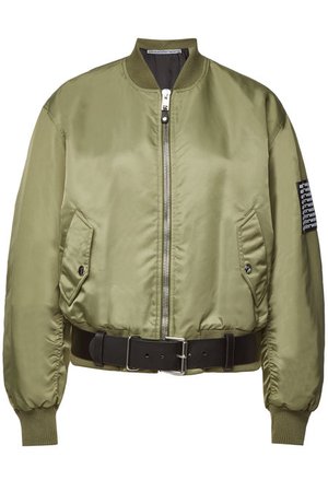 Alexander Wang - Bomber Jacket with Leather Belt - green