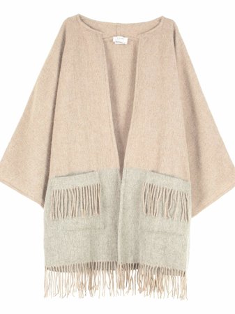 Snobby Sheep Wool Fringed Two-tone Cape