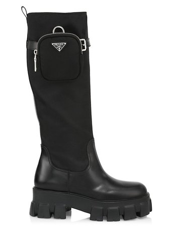 Shop Prada Tall Leather Boots | Saks Fifth Avenue