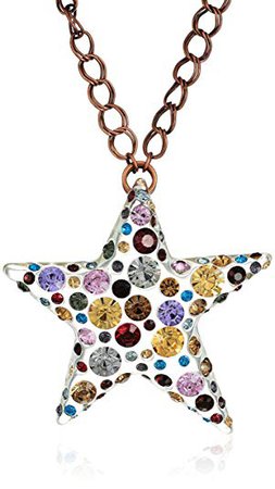 Betsey Johnson "Confetti" Mixed Multi-Colored Stone Lucite Star Long Pendant Necklace: Clothing