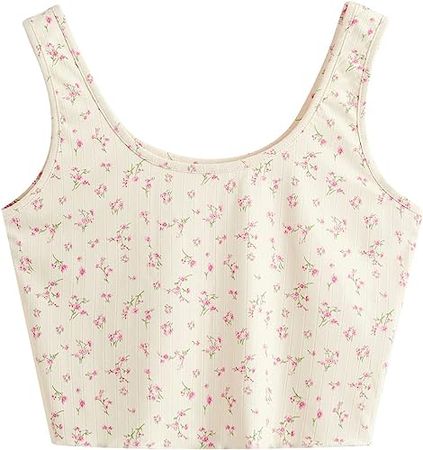 Amazon.com: SweatyRocks Camiseta sin mangas con estampado floral para mujer, estilo casual, de verano, elástica : Ropa, Zapatos y Joyería