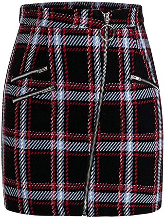 Amazon.com: BerryGo Women's High Waist Plaid Mini Skirt Tweed A Line Bodycon Short Skirt