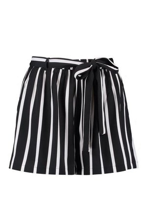 Striped Tie Belt Shorts | Boohoo