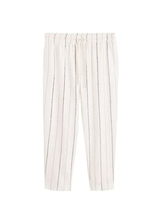 Violeta BY MANGO Striped linen-blend trousers
