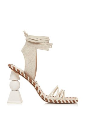 Les Valerie Hautes Linen And Leather Sandals By Jacquemus | Moda Operandi