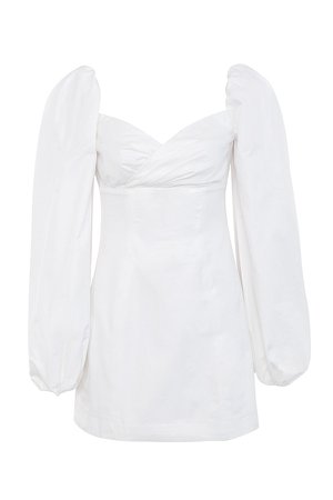 Clothing : Bodycon Dresses : 'Jadore' White Cotton Puff Sleeve Mini Dress