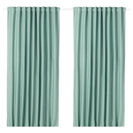 VILBORG Room darkening curtains, 1 pair - green - IKEA