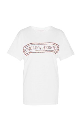 Carolina Herrera Logo-Embroidered Wool-Silk Top