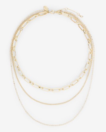 3 Row Layered Chain Necklace | Express