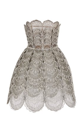 Broderie Anglaise Strapless Mini Dress by Oscar de la Renta | Moda Operandi