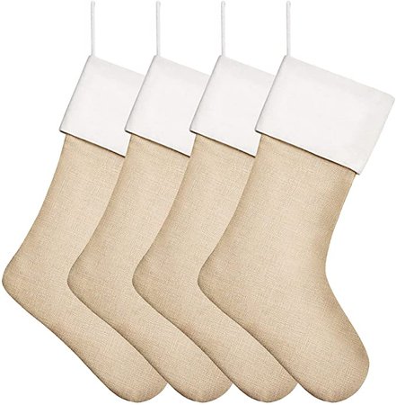 Amazon.com: Kunyida Set of 4 Burlap Christmas Stockings Decoration Large Size: Home & Kitchen