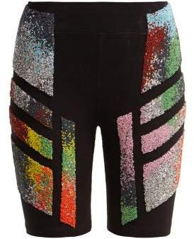 Germanier - Bead Embellished Stretch Cotton Jersey Shorts - Womens - Black Multi
