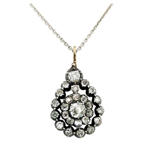 Antique Diamond Silver and Gold Pendant, Circa 1880 For Sale at 1stDibs