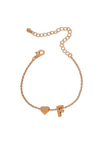 Gold heart and letter F bracelet, personalized letter bracelet, custom initial bracelet, letter bracelet