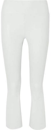 SPRWMN - Cropped Stretch-leather Flared Pants - Cream