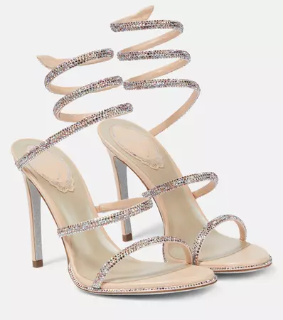 Cleo Embellished Satin Sandals in Pink - Rene Caovilla | Mytheresa