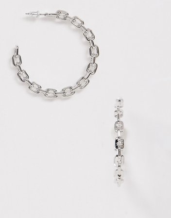ASOS DESIGN hoop earrings in chain link design in silver tone | ASOS