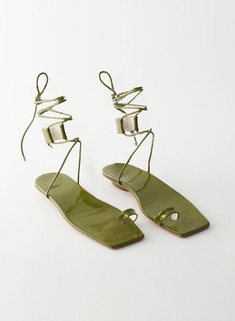 forest green Tibi sandals