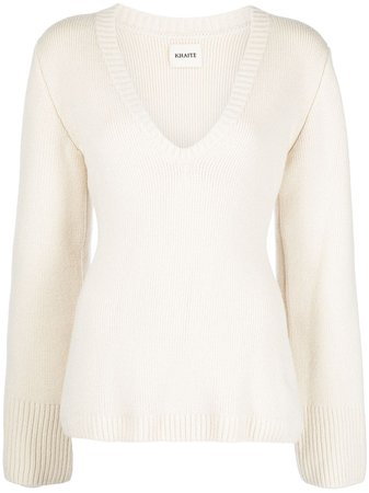 Shop KHAITE The Claudia deep-V jumper with Express Delivery - FARFETCH