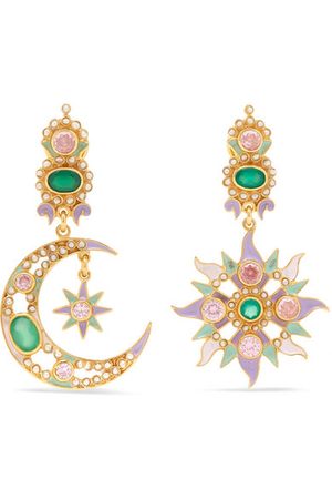 Percossi Papi | Gold-plated and enamel multi-stone earrings | NET-A-PORTER.COM
