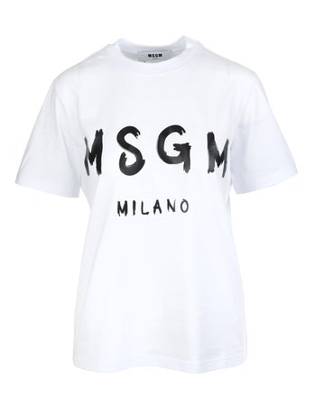 white msgm shirt logo