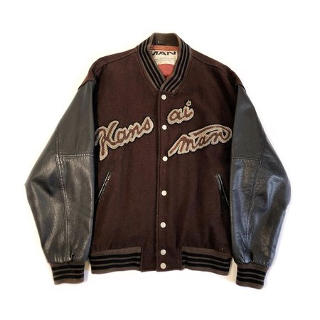 Secret Item Archive sur Instagram : 90’s Kansai Yamamoto Avenger Varsity Jacket Size: unmarked (like an xl, see measurements) Available via Website • Brown varsity jacket with…
