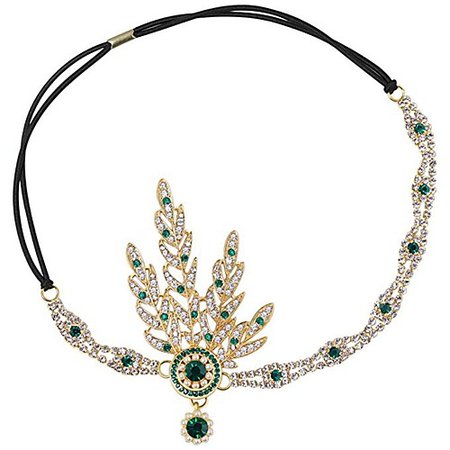 Charleston Floral Vintage 1920s The Great Gatsby Flapper Headband Women's Feather Costume Black / Emerald Green / Golden Vintage Cosplay Festival 2020 - US $10.49