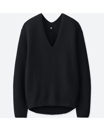 Uniqlo Women 3d Cotton Cocoon Sweater in Black